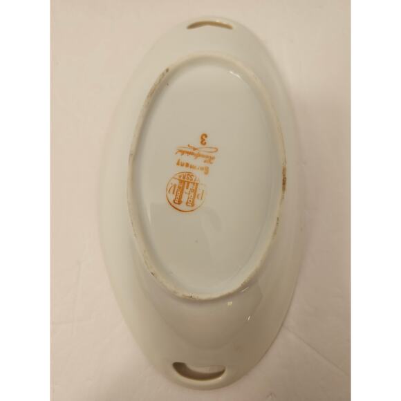 PV Vessra Porcelain Vintage Hand Painted 3 Piece Set Pickle Dish Oval Floral - Picture 4 of 12